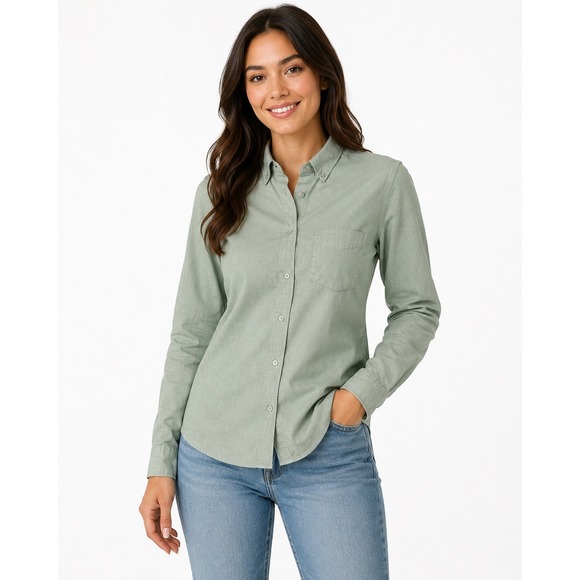 Old Navy Tops - Old Navy Womens Slim Fit Button Down Shirt Sage Green Cotton Blend Size Medium